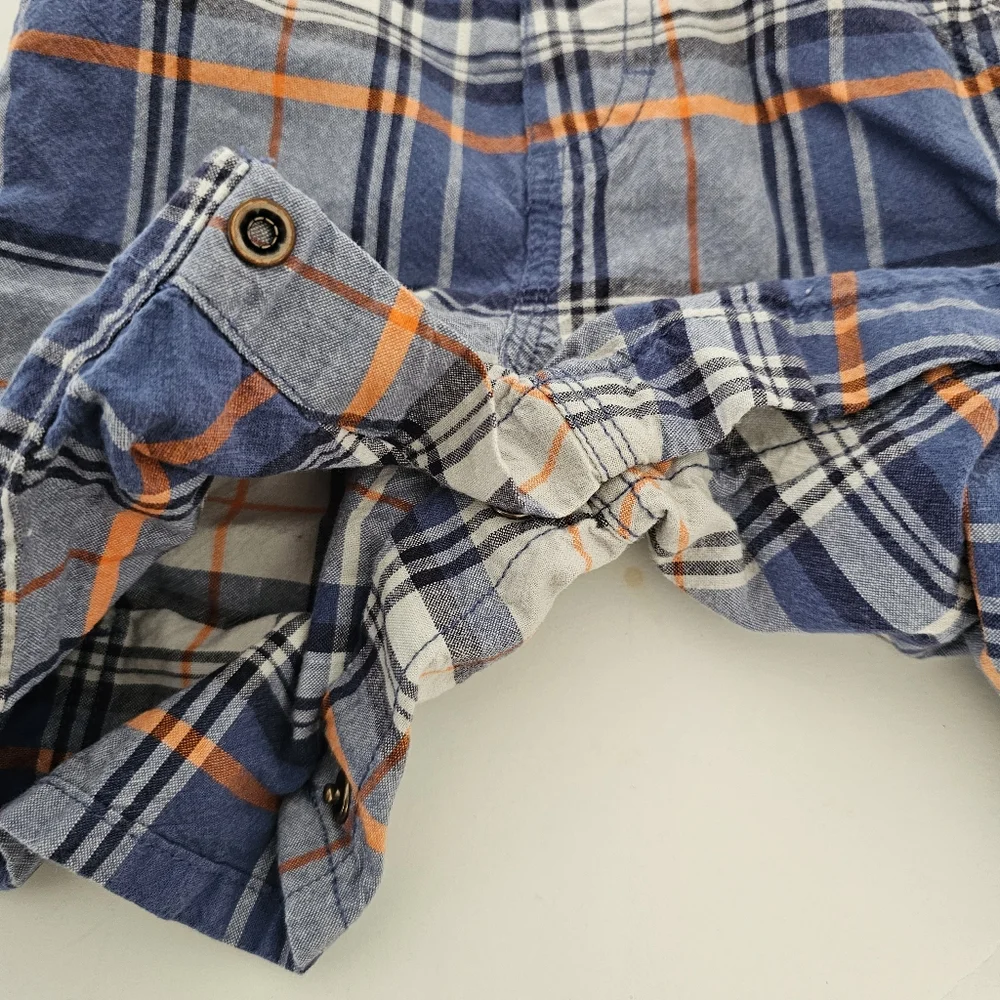 OshKosh B’Gosh Vestbak Baby Boy 24 Months Plaid Overalls Shortall Cotton‎